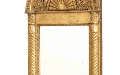 A late Gustavian giltwood and gezzo mirror. Sweden, Late 18th century. H....