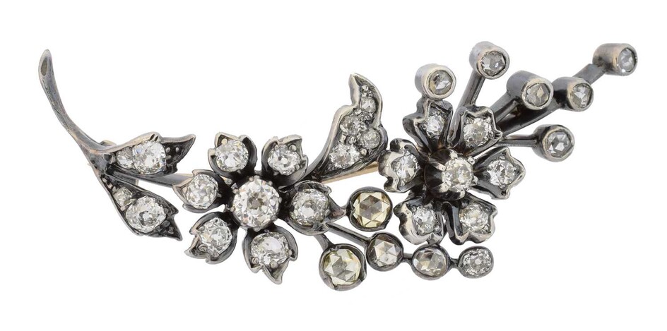 A late Victorian diamond floral brooch