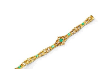 A mid 19th century emerald and diamond bracelet, circa 1845