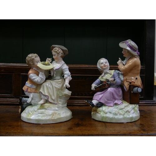 A pair of 19th Century KPM Berlin porcelain Groups, one depi...