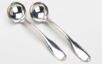 A pair of Dutch silver small sauce spoons, The Hague