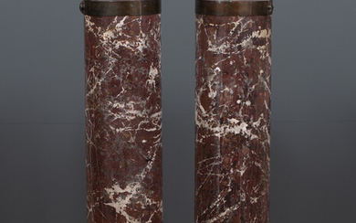 A pair of Scagliola marble style columna sculpture plinths or...