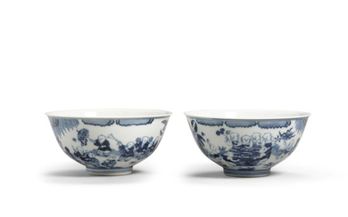 A pair of blue and white 'Boys' bowls