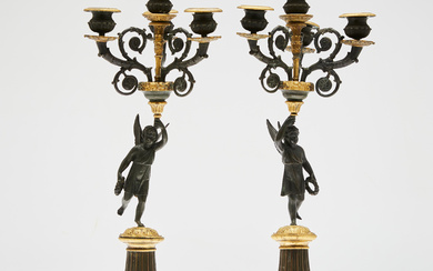 A pair of candelabras/candlesticks, Empire, around 1820, France (2).