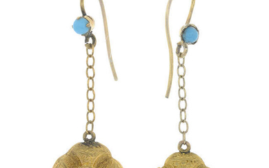 A pair of late Victorian turquoise drop earrings.