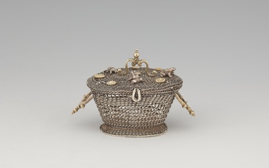 A parcel gilt Renaissance silver miniature basket