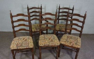 A set of Lancashire style beech framed dining chairs, by ‘Younger furniture’, with curved and