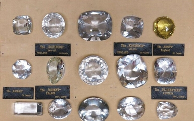 A set of historical diamond replicas, consisting of fifteen faceted...