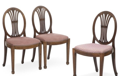SOLD. A set of three George III mahogany side chairs. England, ca. 1780. (3). –...