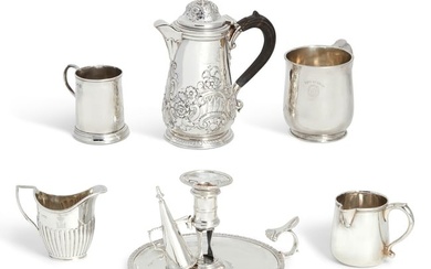 A six piece group of English silver tableware