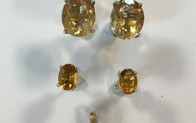 A small collection of citrine set jewels