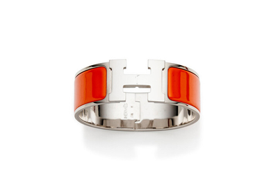 A stainless steel and enamel cuff,, by HERMÈS