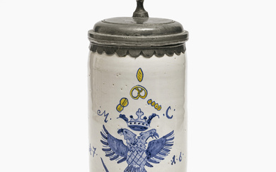 A tankard with the bakers guild symbol - Hanau, dated 1716
