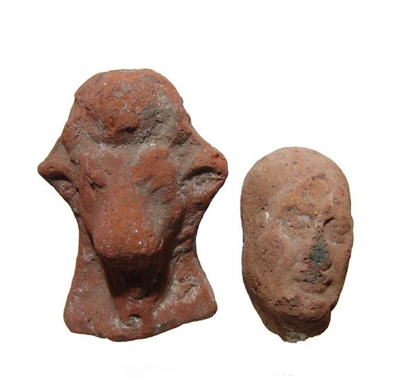 A terracotta male head and an Apis bull, Roman Period
