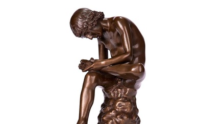 AFTER THE ANTIQUE, A BRONZE FIGURE OF THE SPINARIO CAST BY BARBEDIENNE, LATE 19TH CENTURY