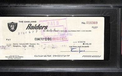 AL Davis Signed/Autographed 1978 Oakland Raiders Check JSA 454