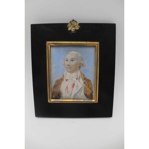 AN EARLY 19TH CENTURY MINIATURE PORTRAIT PAINTING, a Gentlem...