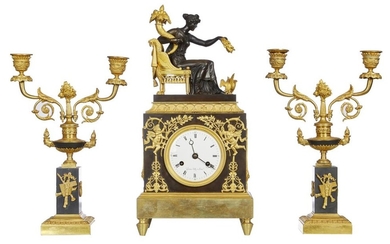 AN IMPORTANT FRENCH LOUIS XVI PERIOD BRONZE CLOCK BY PIERRE-FRANCOIS-GASTON JOLLY