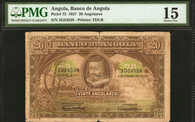 ANGOLA. Banco De Angola. 20 Angolares, 1927. P-73. PMG Choice Fine 15.