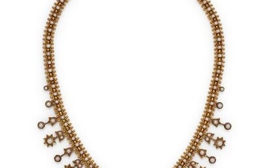 ANTIQUE, YELLOW GOLD AND PEARL CONVERTIBLE NECKLACE