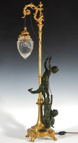 ANTOINE BOFILL (1875-c. 1925) PARCEL GILT BRONZE LAMP