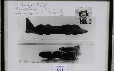 AUTOGRAPH. A photograph signed and inscribed by Donald Campbell, the photograph of Proteus Bluebird