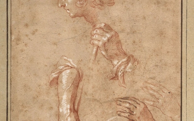 Abraham BLOEMAERT Gorinchem, 1564 - Utrecht, 1651 Feuille d'étude de visages et de mains