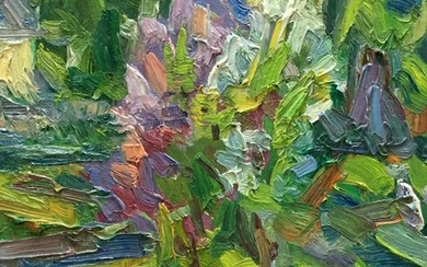 Abstract oil painting Green garden Dupliy Sergey