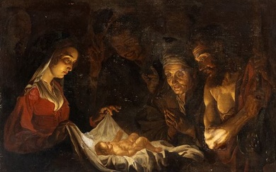 Matthias Stom (Stomer) (Amersfoort ? - Sicilia) Attributed to, Adoration of the Shepherds