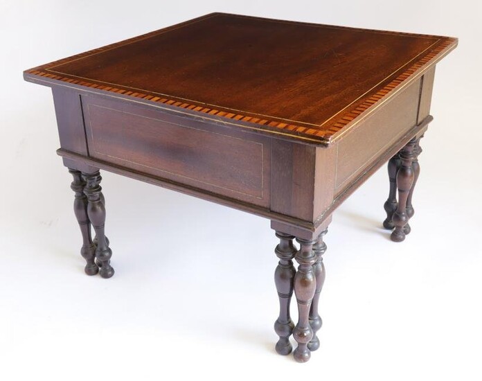 Aesthetic Movement Turned and Inlaid Exotic Woods Stand, late 19th Century