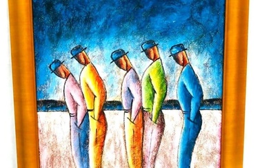 Airbrush Acrylic Copy Of Benyamin Long's "Five Standing Men"