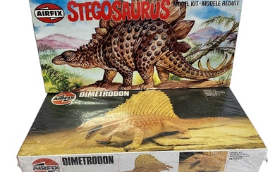 Airfix Series 3 Stegosaurus No.3803 & Dimetrodon No.9 03805 Dinosaur plastic model kits, sealed boxes (2)