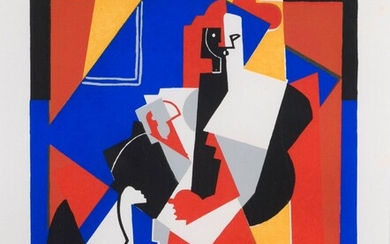 Albert GLEIZES (1881-1953). Composition cubiste Pochoir. Épreuve d'artiste. Annoté Salon d'automne 1938 au dos 28,5...