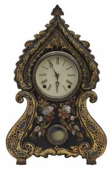 American Victorian iron front mantle clock
