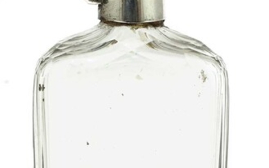 An Edwardian cut-glass and silver-mounted hip flask
