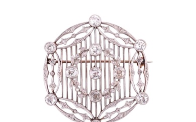 An Edwardian diamond brooch circa 1910, designed in a circul...