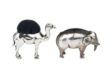 An Edwardian silver novelty pincushion, modelled as a camel, maker's...