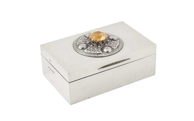 An Elizabeth II sterling silver quartz set cigarette box, London 1953 by Padgett and Braham Ltd