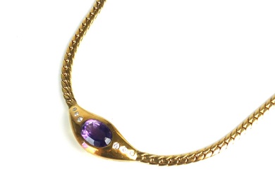 An amethyst and diamond necklace