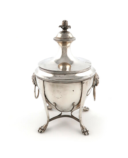 An early 19th century Colonial silver sugar vase and cover or pot and cover