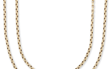 An early 20th century gold neckchain, oval belcher links to...