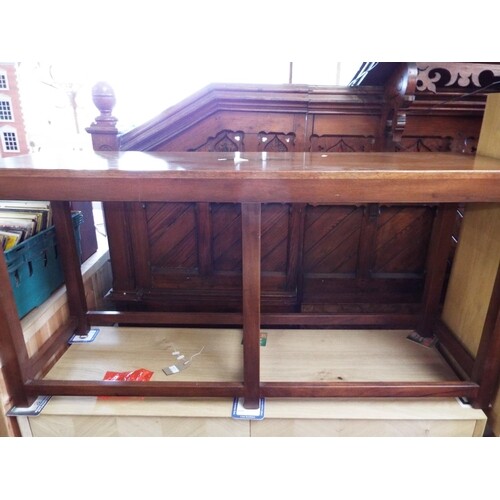 An oak military style brass bound hall table with brass cent...