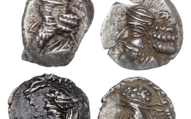 Ancient Greece, Persis, Obol, 4 pcs. from 1. cent. AD, Pakor I, Pakor II, Namopat, Kapat, Alram 594, 598, 602, 614. (4)