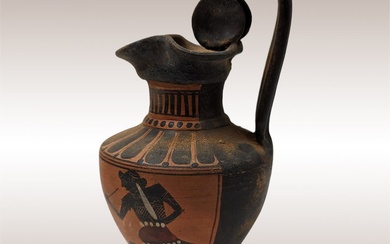 Ancient Greek Black Figure Small Pottery Oenochoe (Wine Jug)
