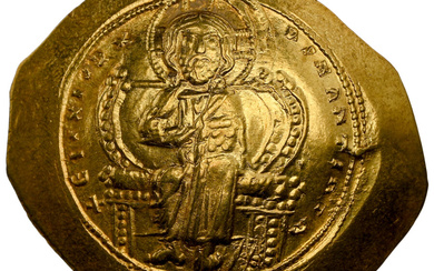 Ancients: , Constantine X Ducas (AD 1059-1067). AV histamenon nomisma (26mm, 4.41 gm, 6h). NGC Choice AU 4/5 - 5/5, die shift....
