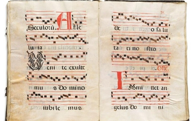 Antiphonal Manuscript in Wooden Boards. Missa de