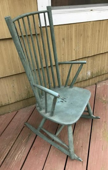Antique 19th C American Green Paint Rocking Chair