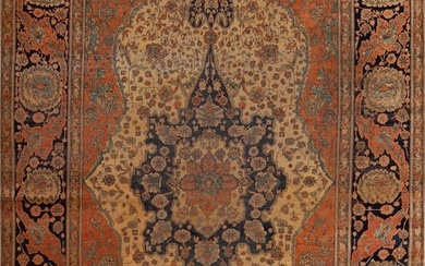 Antique Persian Kashan Mohtasham Rug 10 ft x 7 ft (3.05 m x 2.13 m)