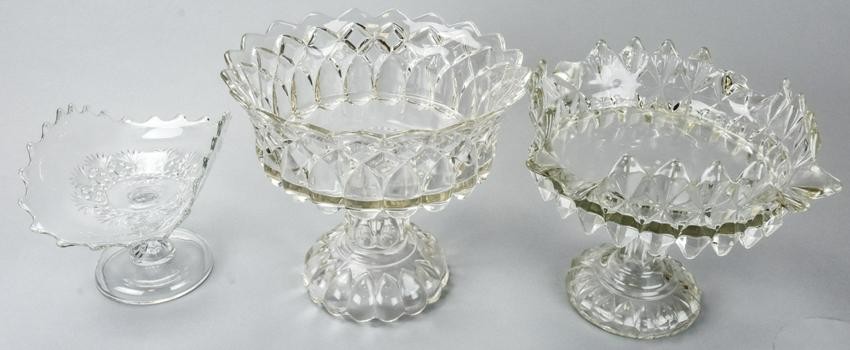 Antique Pressed Clear Glass Compotes