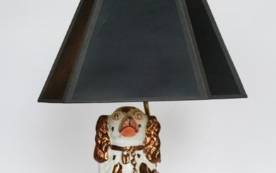 Antique Staffordshire Pottery Spaniel Lamp